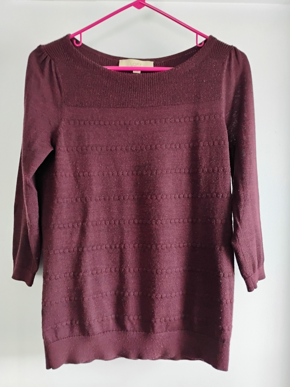 LOFT Maroon Textured Knit Sweater